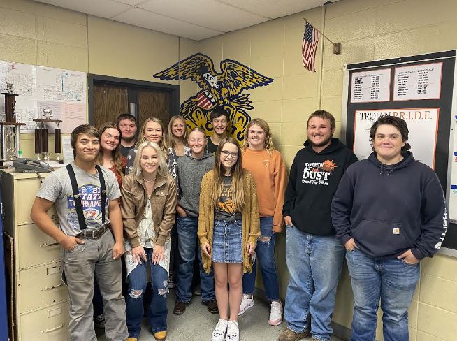 These FFA students had to complete a range plant ID, general knowledge exam, and range site evaluation. There is no state-level range contest, but around four advanced to state for the homesite competition.