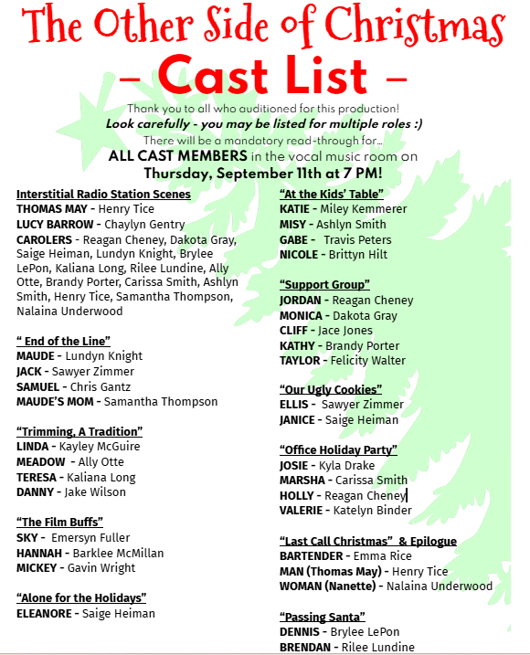 Cast selected for upcoming theater production